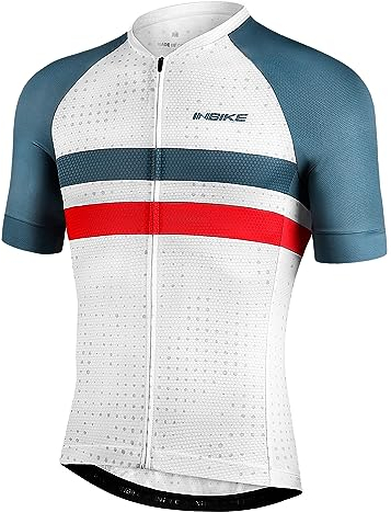 INBIKE Fahrradtrikot Herren Kurzarm Radtrikot MTB Trikot Fahrradbekleidung Fahrradshirt Mountainbike Radlershirt Schnell Trocknen Stoff für Radsport Outdoor Weiß XL