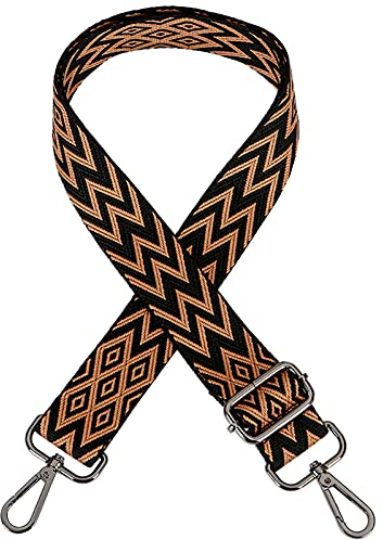 ZYLDK Verstellbarer Nylon-Baumwoll-Mix-Schultergurt Taschenriemen für Herren und Damen, Silber-Schwarz, 75-135 cm x 3,8 cm, für Umhängetaschen, Handtaschen und mehr, passt zu PKW