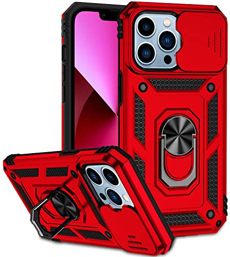 Hitaoyou iPhone 13 Case: Shockproof, Kickstand, Magnetic Mount - Red