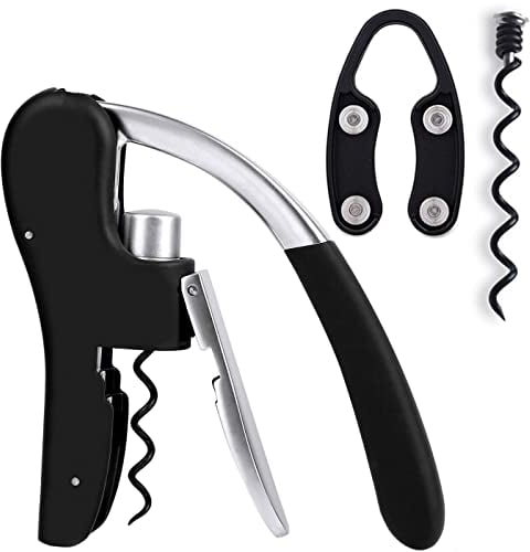 KEISSCO Zinc Alloy Vertical Lever Corkscrew Wine Bottle Opener with Foil Cutter, Wine Stopper And Extra Spiral