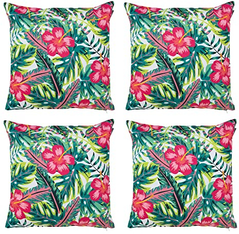 Bean Bag Bazaar Outdoor Cushions Filled, Wild Collection, Set of 4 | Made in the UK, 43cm x 43cm, Durable Water-Resistant Fabric, Outdoor Cushions for Garden Furniture, Garden and Patio