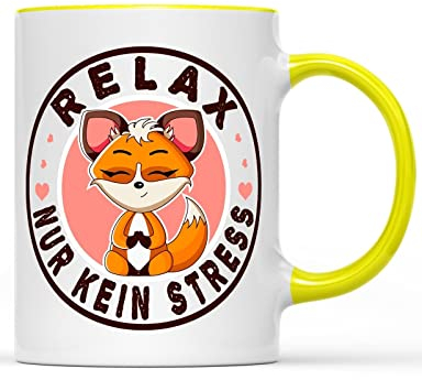 Relax nur kein Stress lustige Tasse Kaffeetasse Teetasse, Farbe: gelb