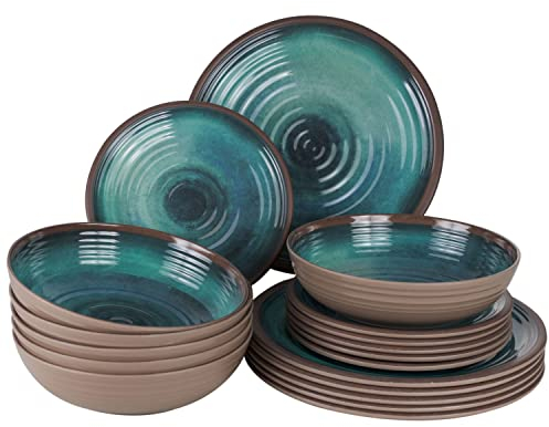 Melamin Camping Geschirr Set für 6 Personen 18 Teile - in- Campinggeschirr Geschirrset Tafelgeschirr