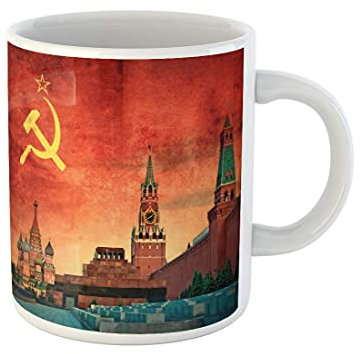 759 Tazze Bandiera della Rivoluzione della Russia Comunista Sovietica Russa Gialla Comunismo del Cremlino Tazzine da caffè Ceramica Tazze Originali di Caffee Divertenti Tazza da Caffe per Uomo Donna