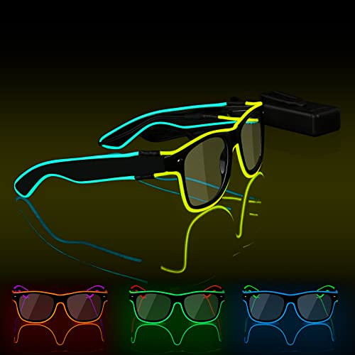 Ainiv LED Brille, Leuchten Brille, Verdrahtet Neon Rave Brille, Flashing LED Sonnenbrille Kostüme, Flashing LED Brillen, Led Glasses, Partybrille, Party Led Brille für Party, EDM, Halloween