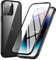MIMGOAL Hülle für iPhone 14 Pro,Magnetische Adsorption Metallrahmen 360 Grad Full Body Handyhülle Vorne hinten Gehärtetes Glas Ganzkörper Schutzhülle Einteiliges Dünn Transparente Cover,Schwarz