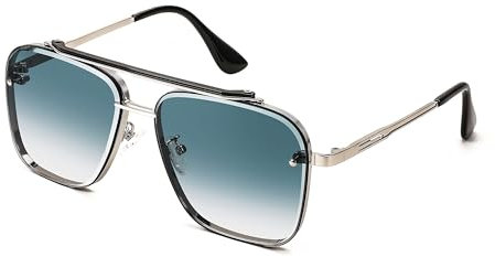 FEISEDY Retro 70er 80er Jahre Sonnenbrille Herren Damen Quadratische Brille mit Metallrahmen UV400 Schutz B4104