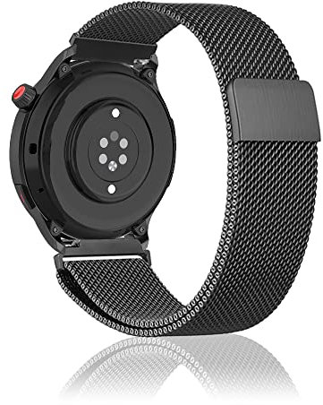 Niboow 22mm Cinturino per Amazfit Bip 5/GTR 4/GTR 3 Pro/GTR 3/GTR 2 eSIM/GTR 2e/GTR 47mm, Acciaio Inossidabile Metallo Cinturino per Amazfit Cheetah/Cheetah Pro/Stratos 3/Stratos 2s/Stratos - Nero