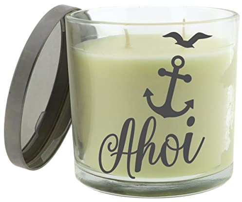 WB wohn trends Duft-Kerze mit Deckel, AHOI Anker, 10x10cm, Creme, 2 Dochte, BlackBerry & Bay Duft-Windlicht Glas-Kerze
