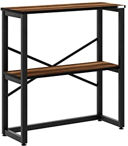 furniChic Konsolentisch fürs Wohnzimmer, Beistelltisch mit 2 Ablagen, Sofatisch, Stahlgestell, Flurtisch, Industrieller Design, 85x30x80cm, Baroque Walnut