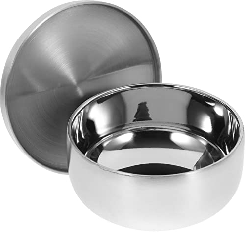 DECHOUS Edelstahl Men Rasierseifenschale with Lid Useful Shaving Cream Soap Bowl Practical Mühle Rasierschale for Home Bathroom (Silver)