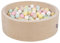 KiddyMoon Rund Bällebad Velvet Bällepool 90X30cm/200 Bälle ∅ 7Cm Ballgruben Für Babys Spielbad Kleinkinder, Hergestellt In EU, Sandbeige: Pastellbeige/Pastellgelb/Weiß/Mint/Puderrosa