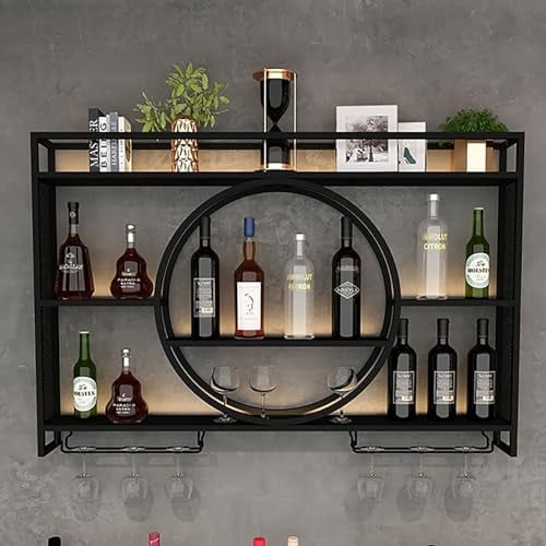 Hotgreenpepper Portabottiglie Da Parete, Porta Bottiglie Di Vino Con Ripiano Espositivo, Metallo Porta Vino, Vetrinetta Pensile, Espositore Creativo Per Vino Da Parete, Cremagliera Pensile