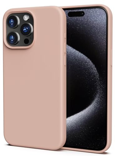 TIIXXA Silicone Case for iPhone 15 Pro Max Case,Soft Ultra Slim Protective Shockproof Liquid Silicone Phone Case, Anti-Scratch Microfiber Lining, 6.7 Pink