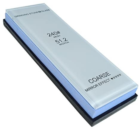 Glass Sharpening Stone, whetstone, Knife Sharpening Stone,Single Side Sharpening Knife Stone Oilstone with Two Sided Leather Strop (240)