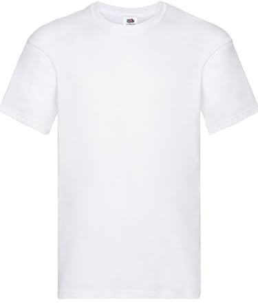 T-Shirt Original T. Men's T-Shirt Short Sleeve 100% Cotton (Fruit of The Loom Model 61-082-0), White, M