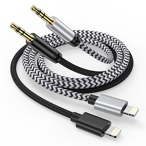 Gaef Aux Cable for iPhone in Car, 2Pack 3.5mm jack Aux to Lightning Cable Aux Lead for iPhone 14/14 Pro/14Pro Max/13/13 Pro/12/11/Pro/Xs/XR/X, for Car Stereo/Headphones/Speaker