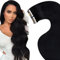 LaaVoo Tape Extensions Echthaar Schwarz Invisible Echthaar Extensions Tape Schwarz Remy Tape in Extensions Echthaar Tape Skin Weft Haarverlängerung Tape Hair Extensions Glatt 50g 20PCS #1 45cm