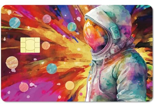 CREATCABIN Spaceman-Karten-Skin-Aufkleber,Debit-Kreditkarten-Skins,Astronauten-Bankkarten-Schutzaufkleber Abdeckt,Wasserdicht,Kratzfest,Keine Blasen,Schlank Für EBT-Transportschlüsselkarte,186x137mm