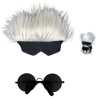 JinYu Haustierkostüm für Katzen, Cosplay, Hundekostüm, Sonnenbrille, Katzenkopfbedeckung, Halloween (Sonnenbrille + Perücke, Kopfbedeckung, Einheitsgröße)
