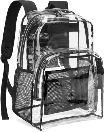 YGR Transparenter Rucksack, robuster PVC-Rucksack, mehrere Taschen, Büchertasche für Konzert, Arbeit, Sicherheit, Reisen, Festival