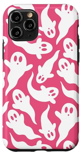 iPhone 11 Pro Hot Pink Ghost Pattern Cute Ghosts Viral Halloween Trend Case