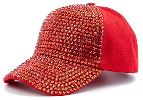 Gudessly Women Studded Rhinestone Crystals Adjustable Baseball Cap Plain Sparkle Bling Denim Sun Hat