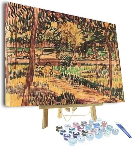 Vincent Van Gogh Peinture par numéro pour adultes débutants Arbres dans le jardin de l'asile par Vincent Van Gogh Kit de peinture par numéro sur toile pour adultes débutants