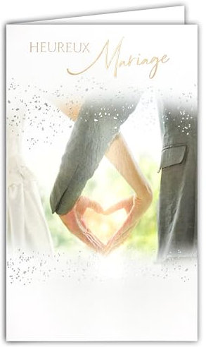 Afie 13-6170 Carte Porte-Billet avec Enveloppe Heureux Mariage Félicitations aux Mariés pour Couple Hétérosexuel Homme/Femme qui se tiennent par la main 2 Mains en forme de Cœur - Fabriqué en Europe