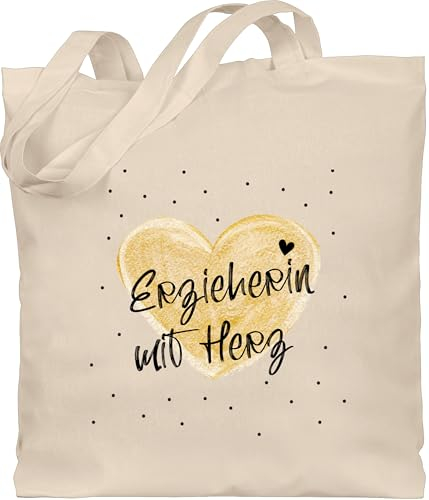 Shirtracer Baumwolltasche - Taschen - Erzieherin mit Herz | Weihnachtsgeschenke für Erzieherinnen Geschenk Erzieher Weihnachten | Abschiedsgeschenk Erzieherinnen Kita Abschied - Unisize - Naturweiß