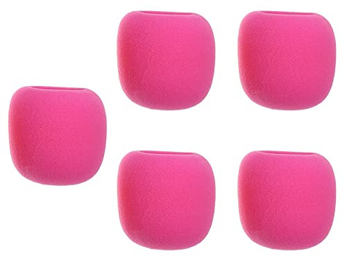 FUNOMOCYA 5pcs Pink Sponge Microphone Covers Windproof Foam Pads for Microphones Soft Cushions for Enhanced Sound Quality