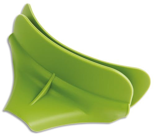 Bec verseur vert en silicone pour casseroles - dimensions : 12x3cm