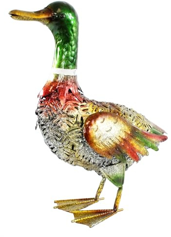 colourliving Deko Enten für den Garten aus Metall handbemalt – Deko Ente groß Innen- und Außenbereich (bunt)