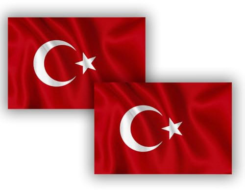 Lot de 2 grands drapeaux de la Turquie avec passant pour mât et cordons de serrage 90 x 150 cm