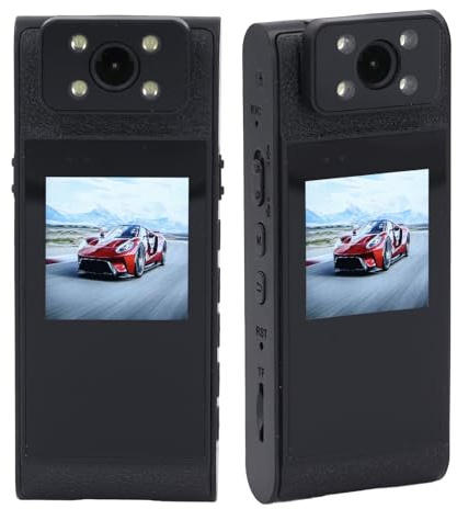 1,55-Zoll-Bildschirm-Körperkamera mit Audio- und Videoaufzeichnung, Am Körper Getragener HD-2K-Camcorder mit um 180° Drehbarem Objektiv, Tragbarer Videorecorder mit Rückenclip