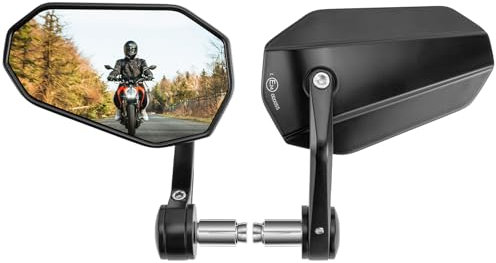 NIGOOLATA Lenkerendenspiegel Motorrad Universal Motorrad Spiegel Rückspiegel E-geprüft 360°drehbarer für Scooter Roller ATV 2 Stück