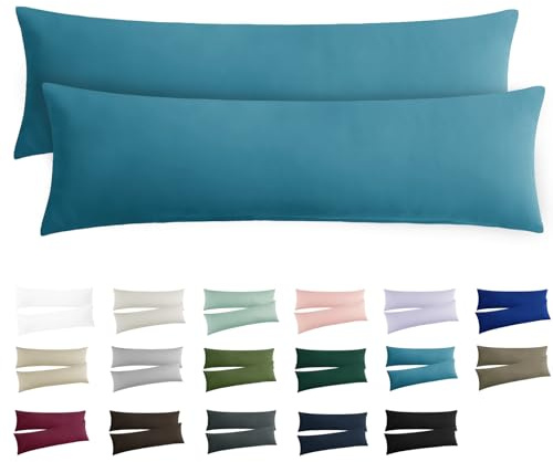 RUIKASI Kissenbezug 40x145 Türkis 2er Set - Oeko Tex Seitenschläferkissen Bezug 40 x 145 cm mit Reißverschluss aus Mikrofaser, Seitenschläferkissenbezug 145x40 Pillow Case Pillow Cover