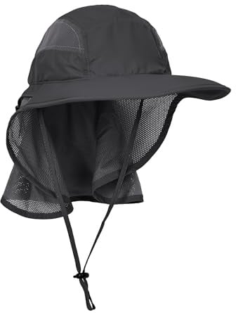 WANYING Unisex UV Schutz Sonnenhut mit Nackenschutz 12cm Großer Brim Outdoor Aktivitäten - für Kopfumfang 56-62cm
