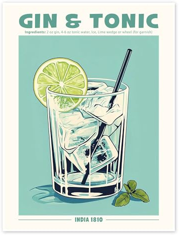 Posterlounge Gin and Tonic, India 1810 Poster | 30 x 40 cm von TAlex Blau Wandbilder Wanddeko
