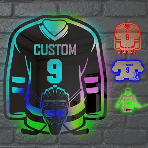 WolunLi Trikot mit Name Nummer Personalisierte Wanddekoration Eishockey Jungen Deko, Geschenke für Eishockey Spieler - personalisierte Fußball Deko