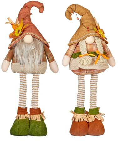 Generisch Wichtel Mit Herbstdekorationen, 2er-Pack Herbstdeko Wichtel Ausziehbaren Beinen, Langbeinige Puppen, Thanksgiving Dekorationen Für Tischdekorationen Regalverzierungen Kollegen Freunde