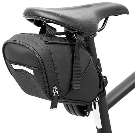 QWORK® Fahrrad Satteltasche - 1.5L wasserdichte, reflektierende Fahrradtasche mit multifunktionalem Stauraum, geeignet für MTB, Rennräder und mehr