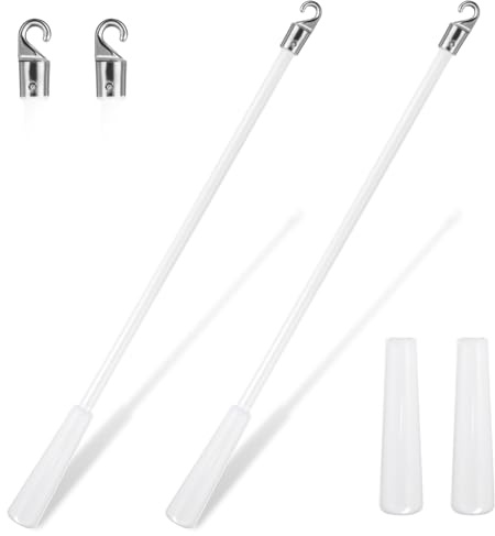 2 Pcs 11.81 Inch Blind Wand Replacement Vertical Blinds Replacement Parts with Hook and Grip White Fiberglass Blind Tilt Wand for Windows Curtain Door Shades Opener Accessory