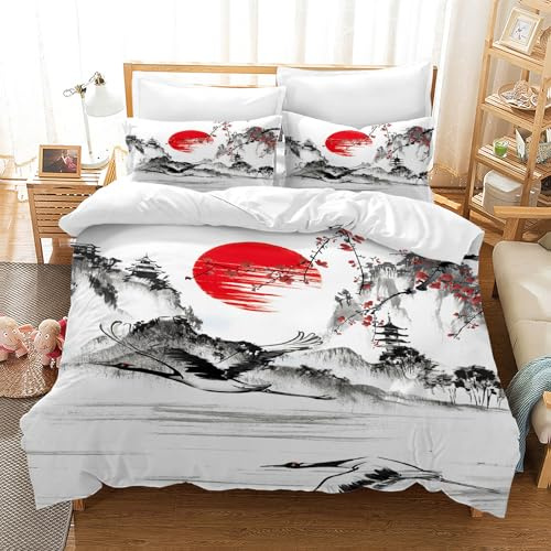 MIQEBX Rose Rouge Housse de Couette Parure de Lit en Microfibre Motif Fleurs romantiques 3D Rouge Rose Housse de Couette avec Fermeture Éclair + 2 Taies d'oreiller 50x75 cm (AA3, 220x240cm)