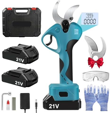 Akku Astschere für Makita 18V Akkus, Elektrische Gartenschere 40mm, Elektrische Astschere mit 2 x 2.0Ah Akkus, Gartenschere mit Display, Astscheres Akku für Gartenarbeit und Baumschnitt (40MM)