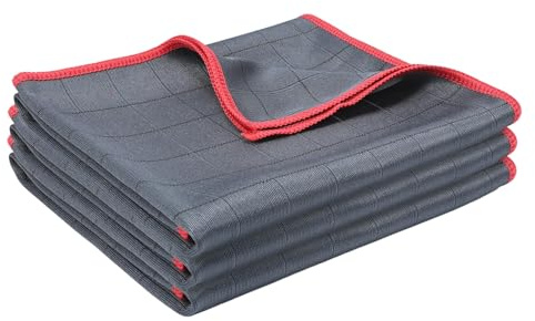 Carehabi Panno in Fibra di Carbonio Panni per Vetri 3 Pezzi 40x50 cm 400 GSM Panno Microfibra Auto Senza Aloni per Pulizia Specchi Doccia e Finestrini