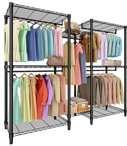 GarveeHome Schwerlast Kleiderständer, Freistehender Kleiderschrank mit Höhenverstellbaren Einlegeböden, 195*45*195 cm, Tragkraft bis 850 kg – Stabile Kleiderstange für für Schlafzimmer, Wohnzimmer