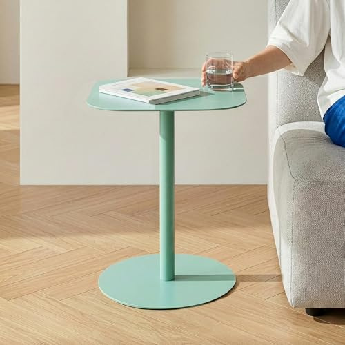 [en.casa] Beistelltisch Nastätten Gartentisch Couchtisch mit Metallgestell Sofatisch modernes Design für Wohnzimmer Schlafzimmer Balkon Terrasse 50 x 40 x 40 cm Mintgrün