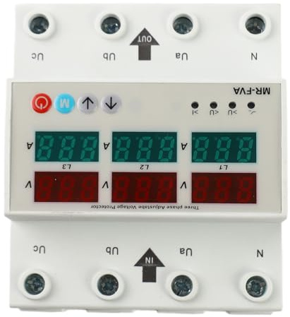 Fafeicy Dispositivo di Protezione da Tensione Regolabile Trifase 220 V Dispositivo di Protezione da Sovratensione Automatico con Ripristino Automatico del Chip Intelligente per Centro (100A)