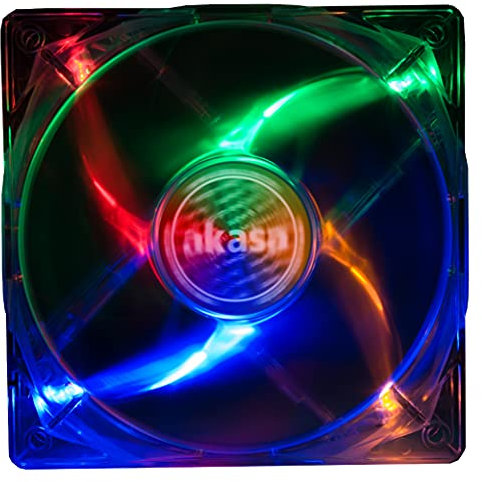 Akasa 120mm Quiet Rainbow Fan | Four Colour LED | Ultra Quiet Fan | Case Fan | Blue, White, Red, Green | 12cm | For PC, Heatsink, CPU Cooling, Ventilation | AK-274CC-4RAS